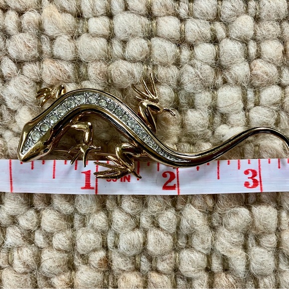 Gold/Silver & Rhinestone Lizard Brooch - Picture 4 of 5